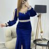 Veloria — Robe Longue en Velours avec Détails Strass