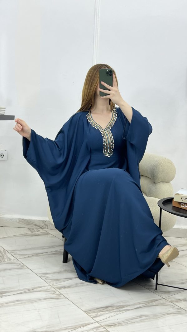 Kaftan "Butterfly" – Élégance Fluide & Strass Étincelants (10 Couleurs)