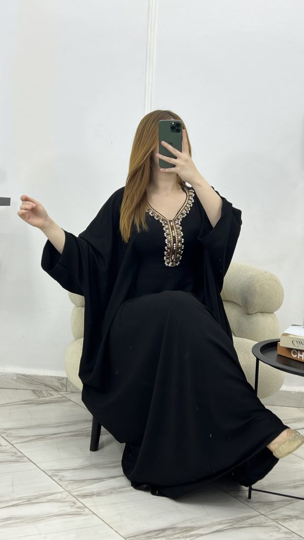 Kaftan "Butterfly" – Élégance Fluide & Strass Étincelants (10 Couleurs)