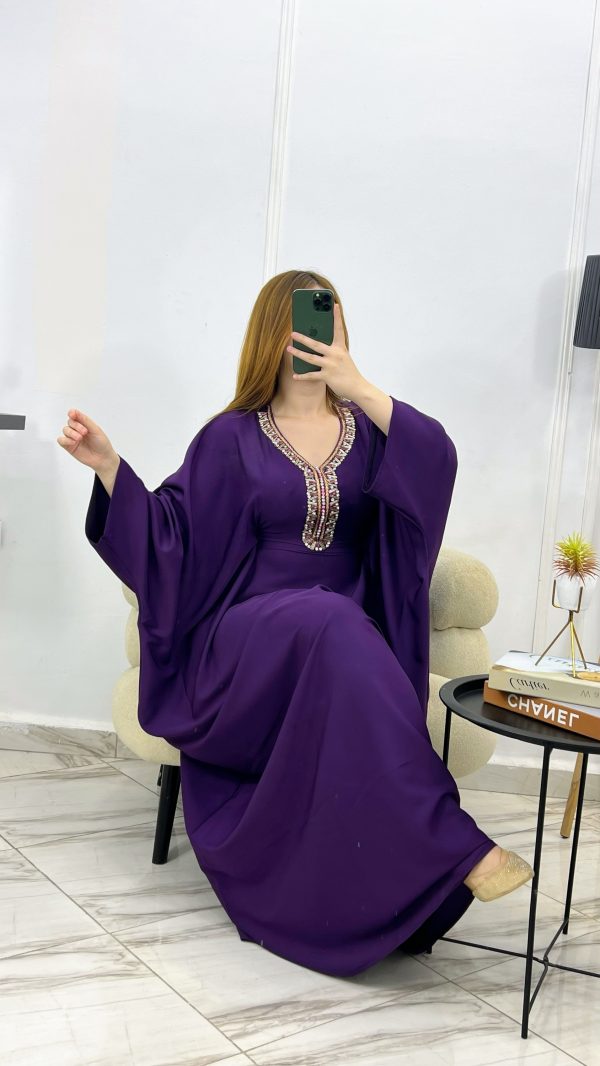 Kaftan "Butterfly" – Élégance Fluide & Strass Étincelants (10 Couleurs)