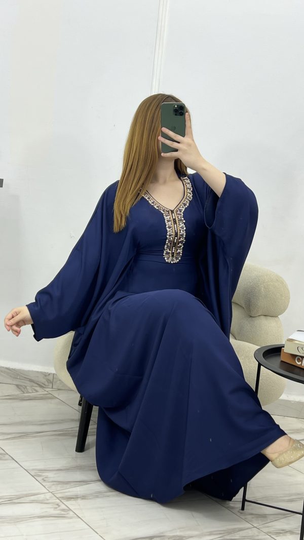 Kaftan "Butterfly" – Élégance Fluide & Strass Étincelants (10 Couleurs)