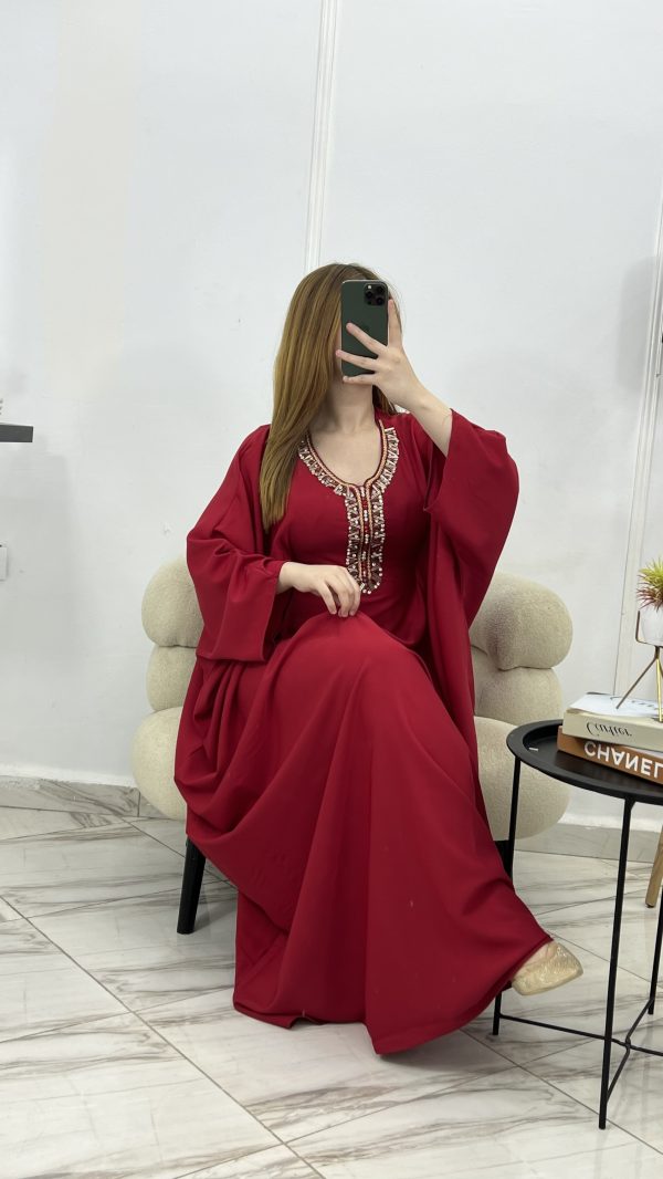 Kaftan "Butterfly" – Élégance Fluide & Strass Étincelants (10 Couleurs)