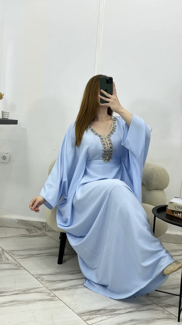 Kaftan "Butterfly" – Élégance Fluide & Strass Étincelants (10 Couleurs)