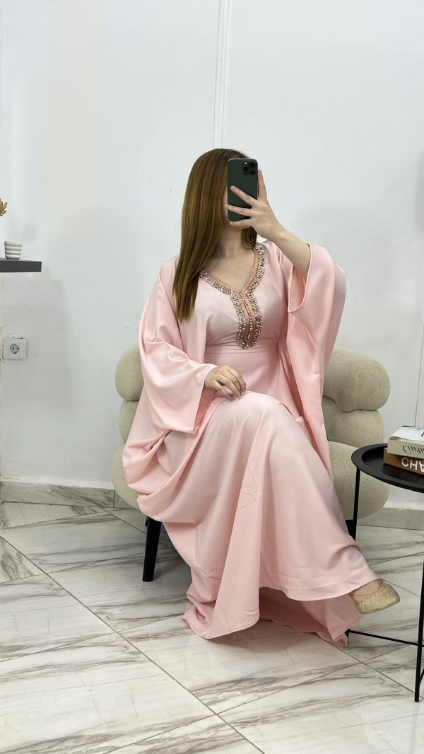 Kaftan "Butterfly" – Élégance Fluide & Strass Étincelants (10 Couleurs)