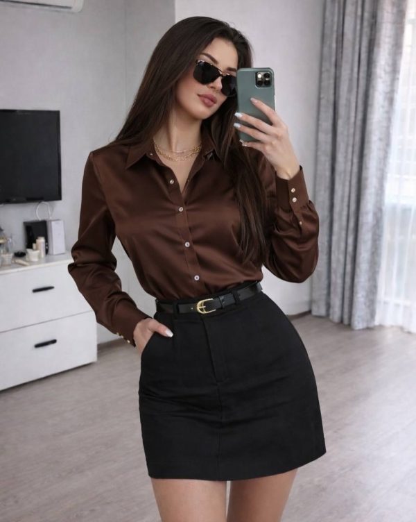 Ensemble "Silk Lady" Co-ords – Chemise Satin Italien & Jupe Maserati