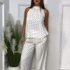 IMG_4671.JPG Ensemble "Polka Dot" 2 pièces (Haut & Pantalon) en Crêpe Satiné Haut de Gamme