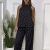 IMG_4674 Ensemble "Polka Dot" 2 pièces (Haut & Pantalon) en Crêpe Satiné Haut de Gamme