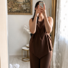 chloe marron Ensemble Chloée – Chic & Élégant en Crêpe