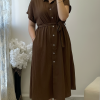 Robe Céleste - Coupe Midi Élégante avec Ceinture