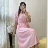 Robe Céleste - Coupe Midi Élégante avec Ceinture