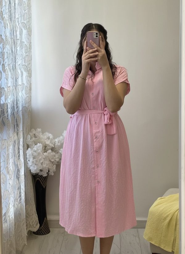 Robe Céleste - Coupe Midi Élégante avec Ceinture